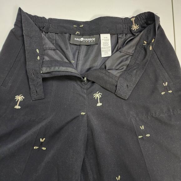 Sag Harbor Womens Vintage Golf Palm Tree Embroidered Trouser Pants Size 8 Black - Picture 5 of 11